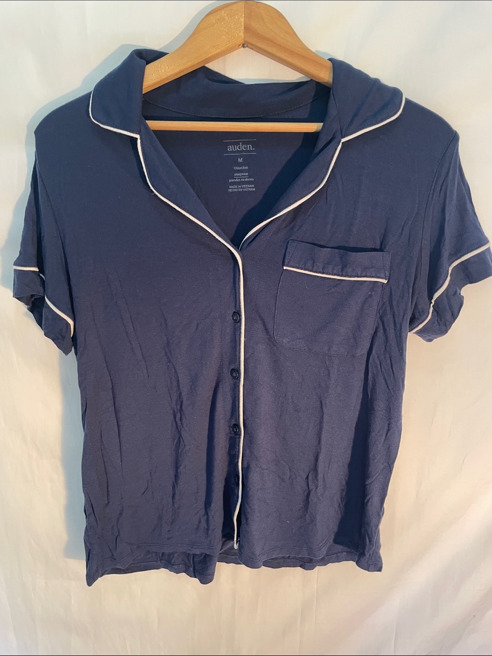 Auden Navy Short Sleeve Capri Pajama Set with White Trim